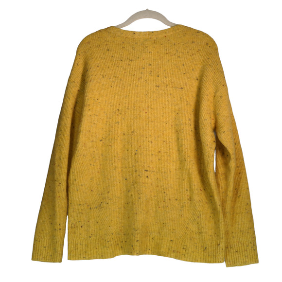 Old Navy Sweater Women Large Speckled Yellow V Neck Soft Fuzzy V Neck Pullover - Picture 6 of 7